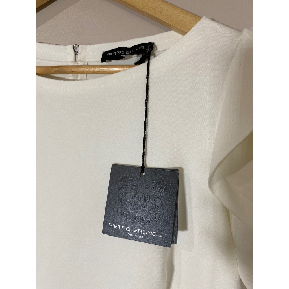 Pietro Brunelli Milano White Salisburgo Rose Sleeve Shift Dress NWT Size Medium - Picture 4 of 8